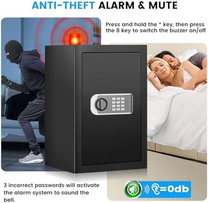 [16.54" Tall] Safe Box, 2.8 Cuft Home Safes With Fireproof Bag