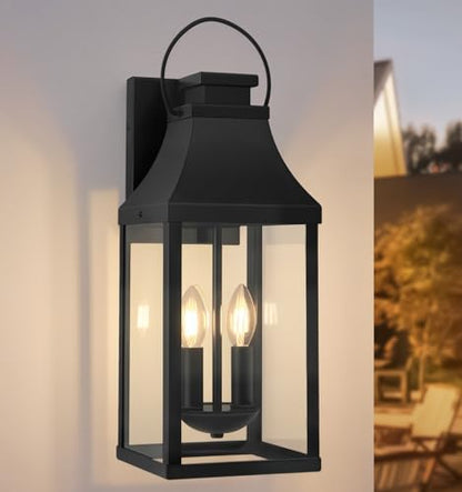 20'' 1 Pack Outdoor Wall Sconce Light, Large Black Exterior Wall Lantern