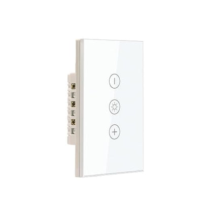Smart Dimmer Switch 4.65 X 2.83 X 1.34 Inches,Neutral Wire Required,2.4GHz WiFi Dimmer Light Switch,Tempered Glass Panel,Work with Tuya/Smart Life,White WiFi Dimmer