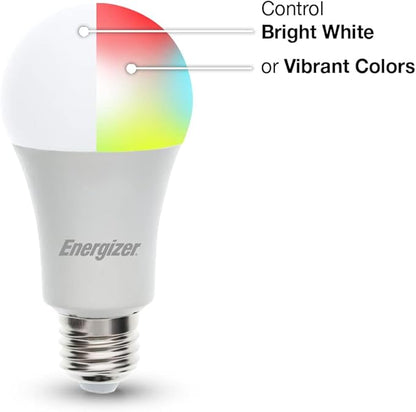 XTREME Energizer Connect Smart A19 LED White & Multi-Color RGB Light Bulb with Voice Control and Remote Access Through Your Smartphone | Compatible with Alexa and Google Assistant, 4 Pack