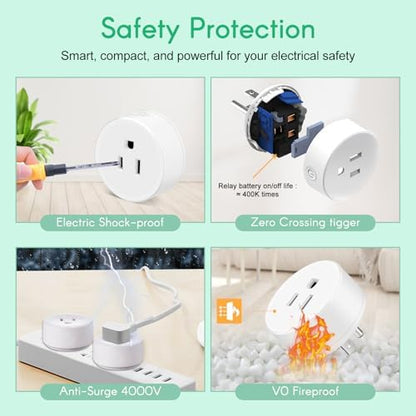 NineLeaf Remote Timer Outlet, Wireless Remote Control Plug Programmable, 500FT Long Range, 15A/1500W Plug in Light Switch, No Wiring Needed for Lamps, Fans, Christmas Lights,1Remote 6Outlets