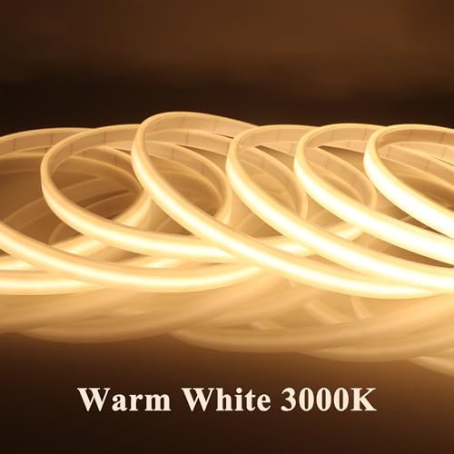 LEDENET COB LED Strip Lights Waterproof IP67 DC12V 16.4ft Warm White 3000K