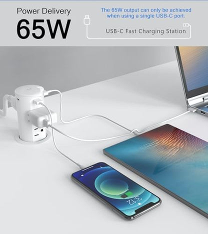 Jgstkcity Pop up Countertop Outlet,2.5in Hole Desk Grommet,65W USB