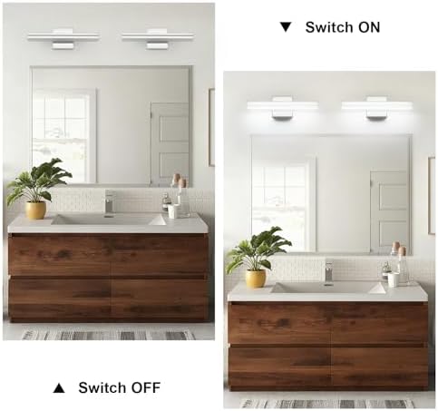 SineRise 16-Inch LED Modern Bathroom Vanity Light Bar, Chrome Modern Acrylic Bathroom Wall Lighting Fixtures Over Mirror (Cool White 6000K)