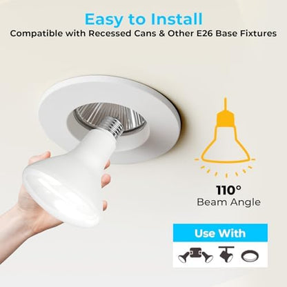 GvvooHome 18 Pack BR30 LED Flood Light Bulbs, 7W (65W Equivalent), 2700K Soft White, 650 Lumens, E26 Base, Dimmable, Indoor Recessed Can Lighting for Living Room, Bedroom, Kitchen