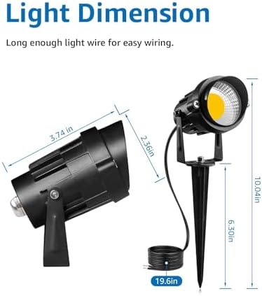 SUNVIE 24 Pack Low Voltage Landscape Lights LED 12W Landscape Lighting with connectors AC/DC 12V-24V Outdoor Spotlight IP65 Waterproof Tree Flag Lights Warm White Spotlights for Yard Garden Pathway