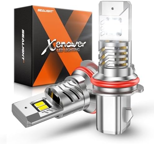 SEALIGHT 9004 Bulbs, 50,000LM 8X Brightness 9004 Fog Lights, 6500K Cool White Bulbs with 15000RPM Fan, Plug and Play, IP68 Waterproof, Pack of 2