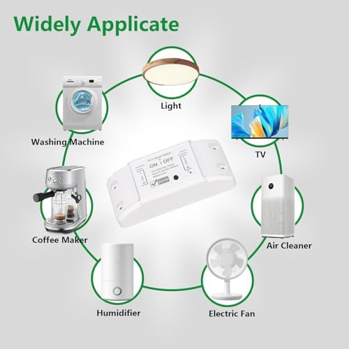 Wengart WiFi Relay Switch, Mini in-Wall Smart Module with Auto-Reconnection,10A Compact DIY Wireless Controller for Retrofitting Lights & Fans,Works with Alexa,Google Home & eWelink App, 2.4GHz White