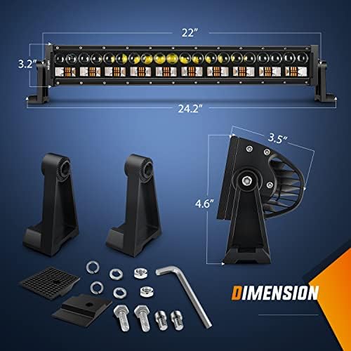 Nilight LED Light Bar 7D 22" 150W Spot Flood Combo Beam Amber White