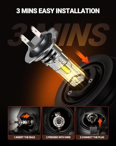 SEALIGHT h7 LED Bulb, 60,000LM 6500K Output Canbus Ready, 1000% Brighter H7 Bulbs For Powersports IP68 80000Hrs Lifespan, 1：1 Size 3Mins Installation, 2 Pack