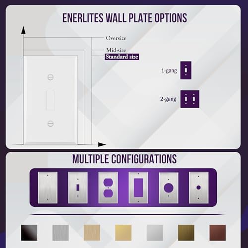 ENERLITES Toggle Light Switch Metal Wall Plate, 1-Gang, White Gloss