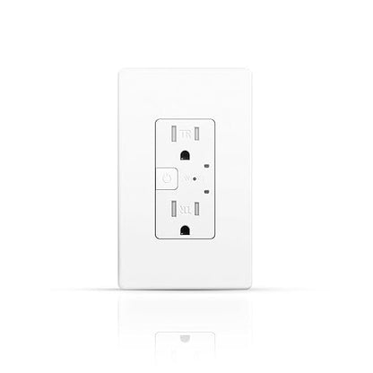 TOPELER Smart Wall Outlet with 2 Individually Controlled Ports, 15Amp TR Receptacle Control Appliances from Anywhere, 2.4 GHz WiFi Outlet Work with Alexa & Google Home, White, ETL & FCC Approval