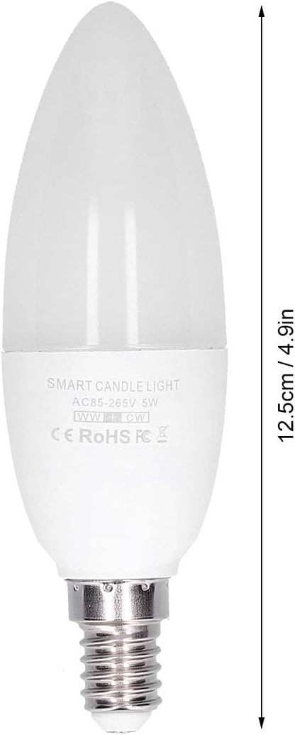 FTVOGUE LED Candelabra Bulbs 5W E14 AC 85V-265V Smart Lamp Bulb APP Remote Control, Bulb