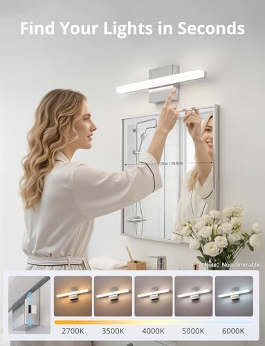 Combuh Modern Bathroom Light Fixtures Over Mirror, Vanity Lamp Bar Chrome