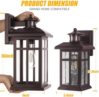 Brilvibera Motion Sensor Outdoor Wall Sconces Hardwired 16" Bronze