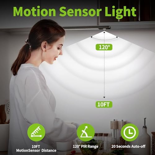 2 Pack Under Cabinet Lighting, 10in Rechargeable Motion Sensor Light Indoor