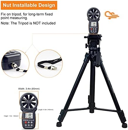 BTMETER BT-100APP Anemometer w/Wireless Bluetooth, Digital Handheld Wind Speed Meter for Wind Chill, Air Velocity, Temperature, Vane Anemometer Gauge