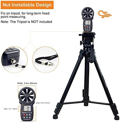 BTMETER BT-100APP Anemometer w/Wireless Bluetooth, Digital Handheld Wind Speed Meter for Wind Chill, Air Velocity, Temperature, Vane Anemometer Gauge