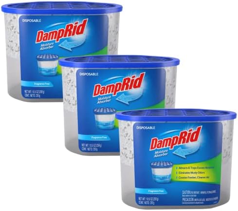 DampRid Fragrance Free Disposable Moisture Absorber - 10.5 oz. Each - 3 Pack – Attracts & Traps Excess Moisture, Eliminates Musty Odors, Creates Fresher, Cleaner Air White