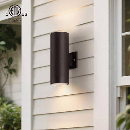 mirrea 14" Modern Outdoor Porch Light 2 Lights, Oil Rubbed Bronze, 2 Pack