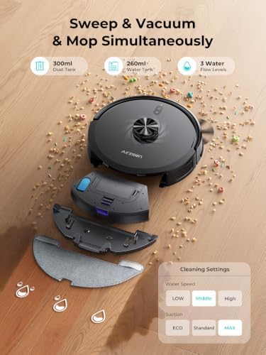 Airzeen Bagless Robot Vacuum and Mop Self-Emptying for Pet Hair/Carpet
