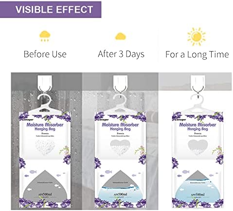 CANAGER Hanging Moisture Absorber, Freesia Moistureproof Hanging Bag，Dehumidifier Bag (8 packs) Hanging Closet Dehumidifier Bags, Moisture Absorb 12.5 oz