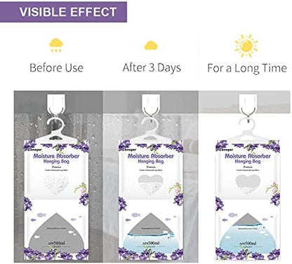 CANAGER Hanging Moisture Absorber, Freesia Moistureproof Hanging Bag，Dehumidifier Bag (8 packs) Hanging Closet Dehumidifier Bags, Moisture Absorb 12.5 oz