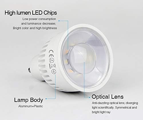 Multi-Color Smart LED Bulb 6W 2.4G Light, Mi-Light GU10 Dimmable RGB Plus CCT Smart Support Voice Control Colorful Milight Bulb, 1PCS