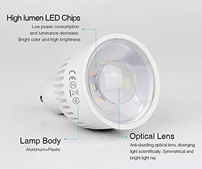 Multi-Color Smart LED Bulb 6W 2.4G Light, Mi-Light GU10 Dimmable RGB Plus CCT Smart Support Voice Control Colorful Milight Bulb, 1PCS