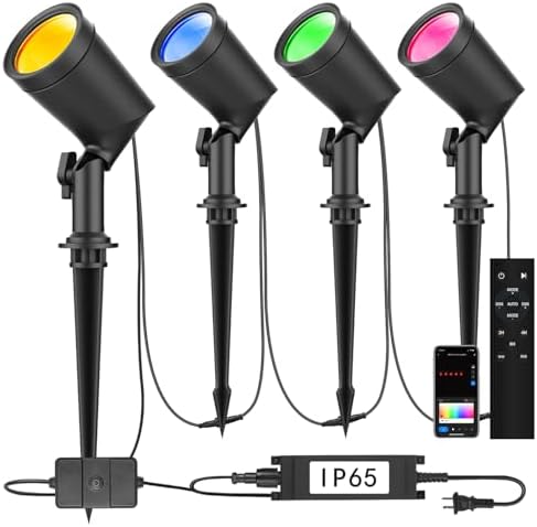SUNTHIN 4 Pack Smart RGBW Landscape Lights, Color Changing Spot Lights