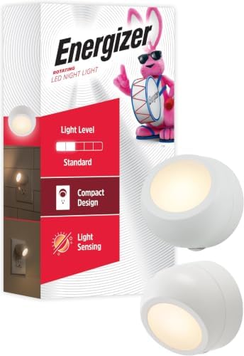 Energizer LED Rotating Night Lights Plug Into Wall Dusk to Dawn Sensor Home Decor Apartment Essentials Ambient Lighting Nightlight 40293(Pack of 16)