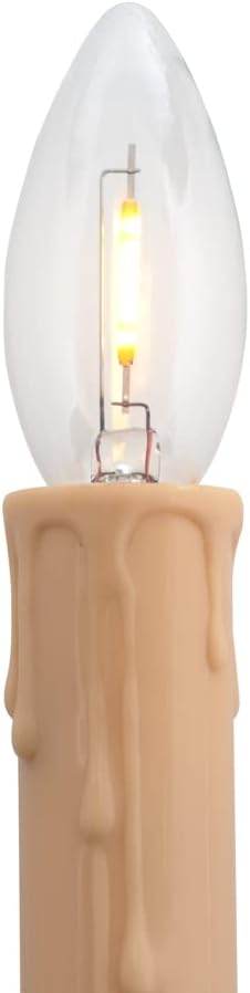 Creative Hobbies 25-Pack LED Replacement Light Bulbs for Electric Candle Lamps, Window Candles, Chandeliers - 7 Watt Equivalent Candelabra, Clear, Steady Burning, 120v 7w Bulb
