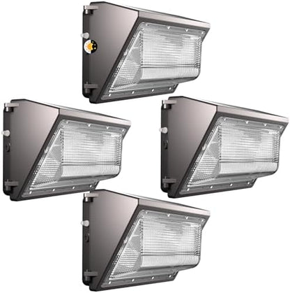 Lightdot 4 Pack 150W LED Wall Pack Lights, Wall Mount Outdoor Exterior Lighting, 100-277V, 22500LM Dusk-to-Dawn, IP65 ETL, 50ft Coverage Area, Parking Lots, Building Exteriors, Yard/Warehouse