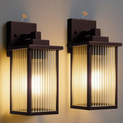 2-Pack 13" Bronze Dusk to Dawn Wall-Mounted Exterior Light Fixtures