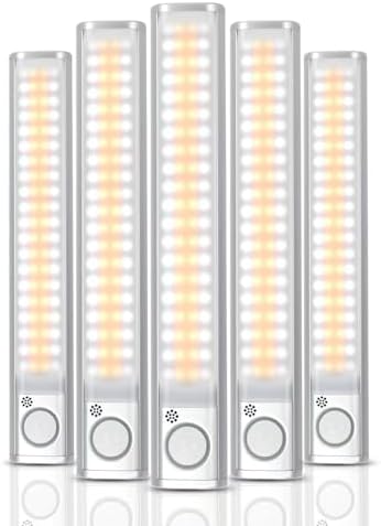 Under Cabinet Lighting, 80 LED Motion Sensor Light Indoor, Rechargeable Closet Light, 3 Color Temps Under Cabinet Lights, Wireless Dimmable Under Counter Lights For Kitchen, Pantry (5 Pack)
