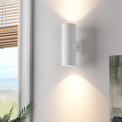 mirrea 12" Modern Outdoor Porch Light in 2 Lights, 2 Pack, Matte White