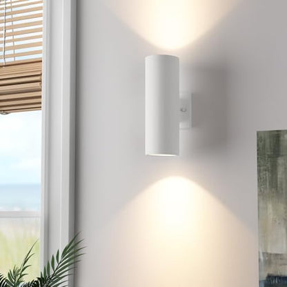 mirrea 12" Modern Outdoor Porch Light in 2 Lights, 2 Pack, Matte White