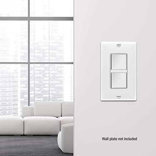 ENERLITES White Double Paddle Decorator Single Pole Switch, 15A, 1 Pack