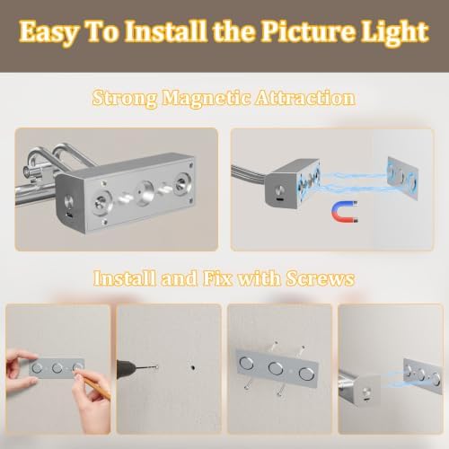 Picture Light, Platinum Silver, Battery Operated, RF Remote Control