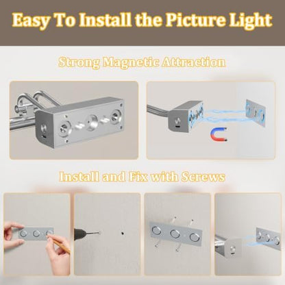 Picture Light, Platinum Silver, Battery Operated, RF Remote Control