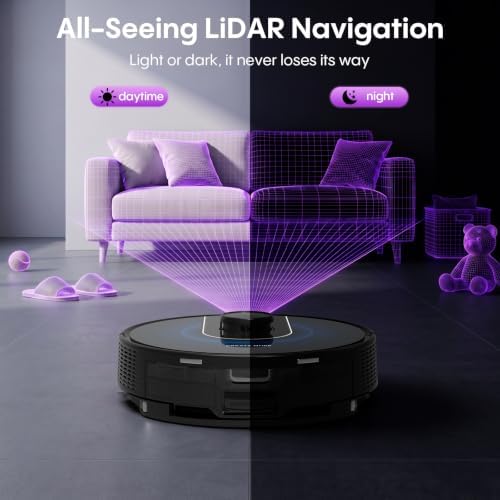 Bagotte Robot Vacuum and Mop Combo,6000Pa Robotic Vacuum Cleaner with LiDAR Navigation,Self-Emptying Station for 90 Days Hands-Free,Wi-Fi/App/Voice Control,for Carpets&Hard Floors