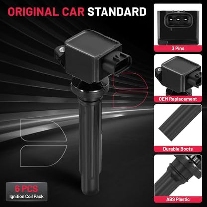 BDFHYK Ignition Coil Packs UF562 Compatible with Suzuki SX4 2007-2009 2.0L l4 Grand Vitara 2006-2008 2.7L V6 Suzuki Oem Coil Pack Coil for 5C1785 E1062 52-2140 IC642 3340065J00 Set of 6