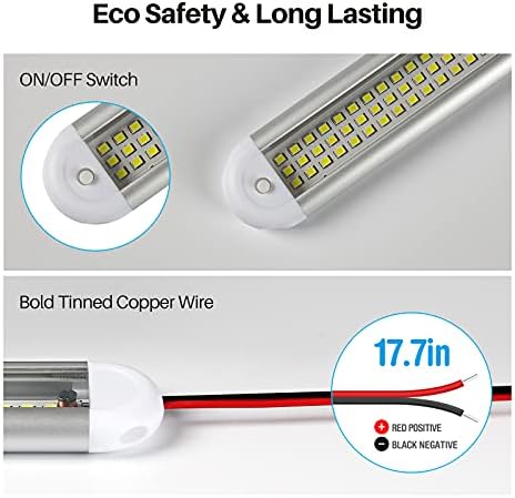 CT CAPETRONIX 12v LED Interior Light Bar, 120LEDs 1500LM 8W DC 12 Volt led Strip Lights with ON/Off Switch, for Enclosed Cargo Trailer, Car RV Van Truck Lorry Camper Boat Caravan Motorhome (8Pack)