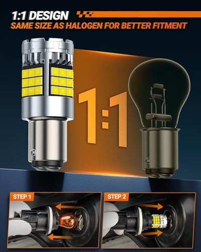 SEALIGHT 1157 LED Bulb White, Anti Hyper Flashing 7528 BAY15D LED Bulbs for Reverse Light, Turn Signal Light, Parking DRL Tail Brake Lights, 6000K White, 2 Pack