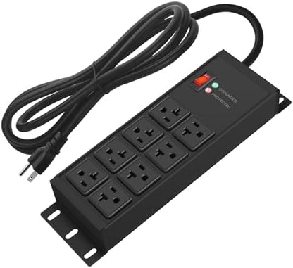 CCCEI 12 Gauge Heavy Duty Power Strip, Magnetic, 8 Ports. Black, 10FT, 1