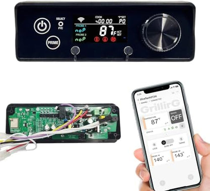 Smart WiFi PID Pellet Grill Controller Replacement with App & Digital Display, Upgraded Thermostat Panel Compatible with Pit Boss 440-1600 Navigator Sportsman Competition Onyx Pro Series