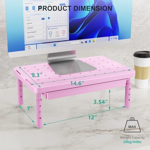 WALI Computer Monitor Stand with Storage, Monitor Riser 3 Height Adjustable