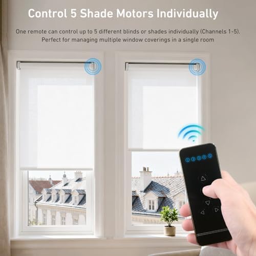 5-Channel Blind Remote Controller, Black - Replacement for Motorized Roller Shades, Window Blinds & Shades -Compatible with Rollerhouses ERB22/ERB25/EY1612/EY2512 Motors