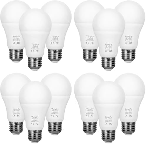 Vgogfly Dusk to Dawn Light Bulb 7W Smart Dusk Till Dawn LED Photo Sensor Bulbs E26 Base Socket Outdoor Indoor Lighting Lamp Auto On/Off (Cool White, 12-Pack)