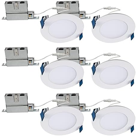 HALO HLB 4 inch LED Recessed Light, Thin Canless, Dimmable w/Selectable Color Temperatures, 6-Pack - HLB40699FS1EMWR-6PK